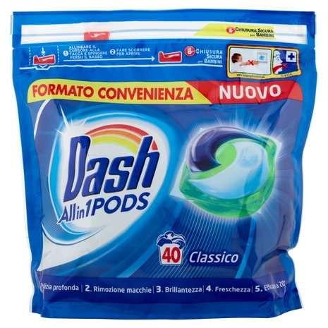 Dash PODS Allin1 Detersivo Lavatrice in Capsule Classico 40 Lavaggi